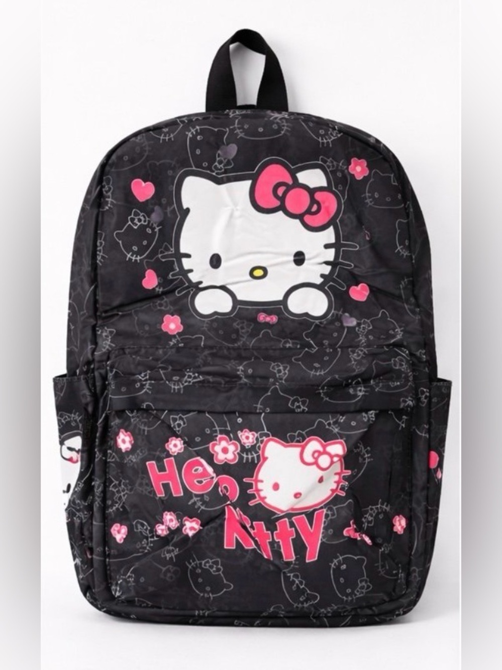 Hello Kitty Backpack – Black School Bookbag with Front Pocket